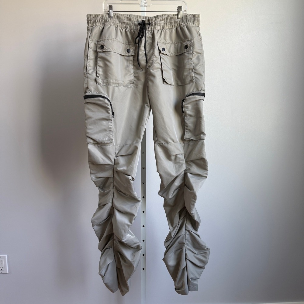 Eptm Ruched Cargo Pants Size 2XL 39 Elastic Waist Drawstring Steam Punk Gorpcore
